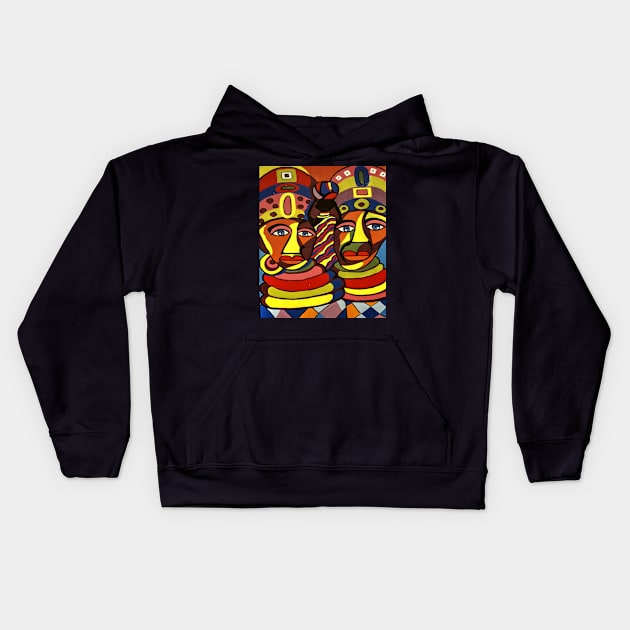 African Traditional Tribal Women Abstract Art Canvas Painting Kids Hoodie by PatrioTEEism